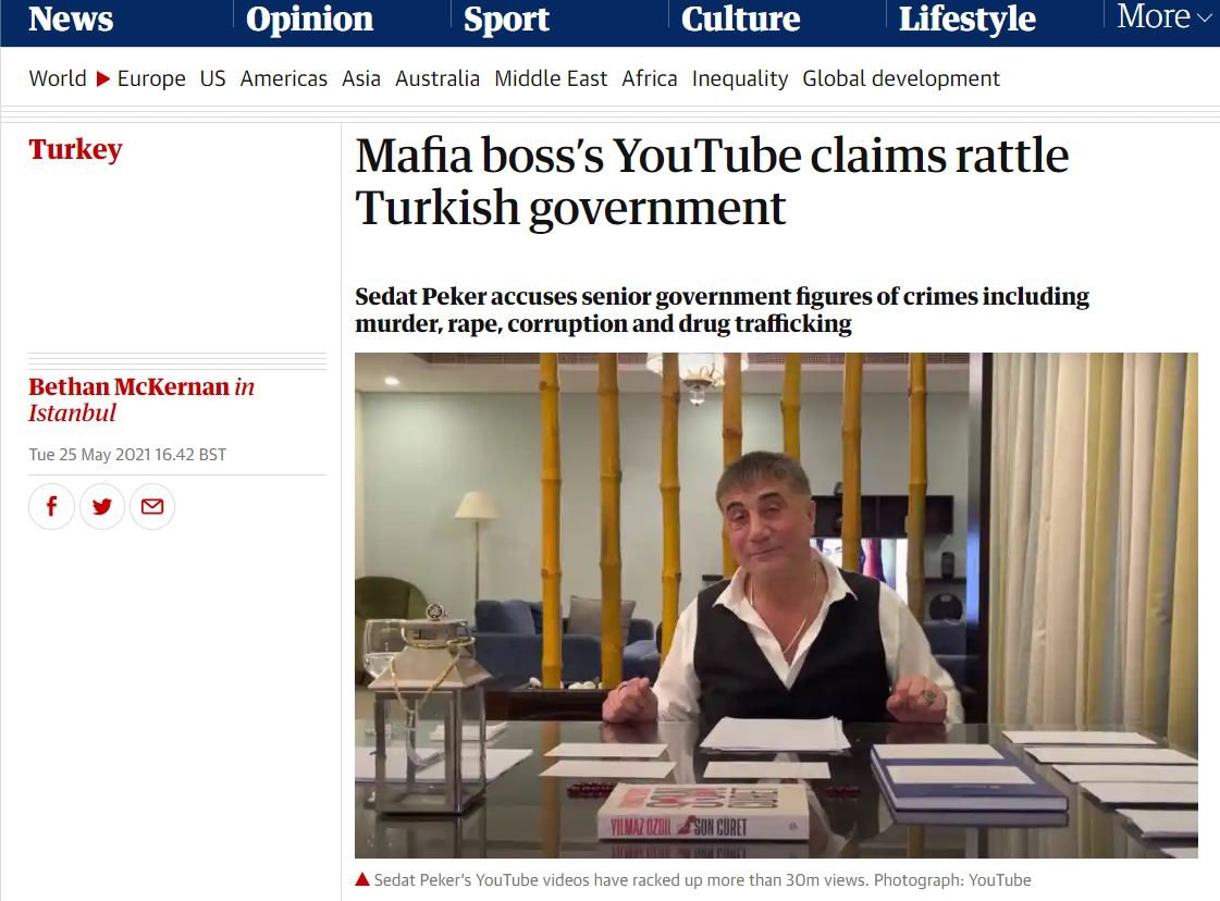 İngiliz The Guardian: Sedat Peker’in videoları Erdoğan’ı hedefliyor